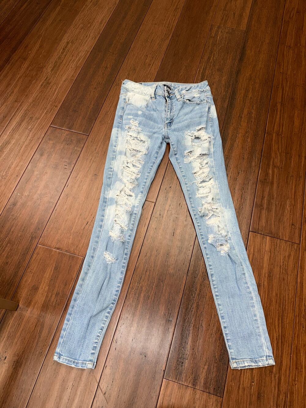 American Eagle Outfitters High Rise Stretch Distressed Jeggings 2
